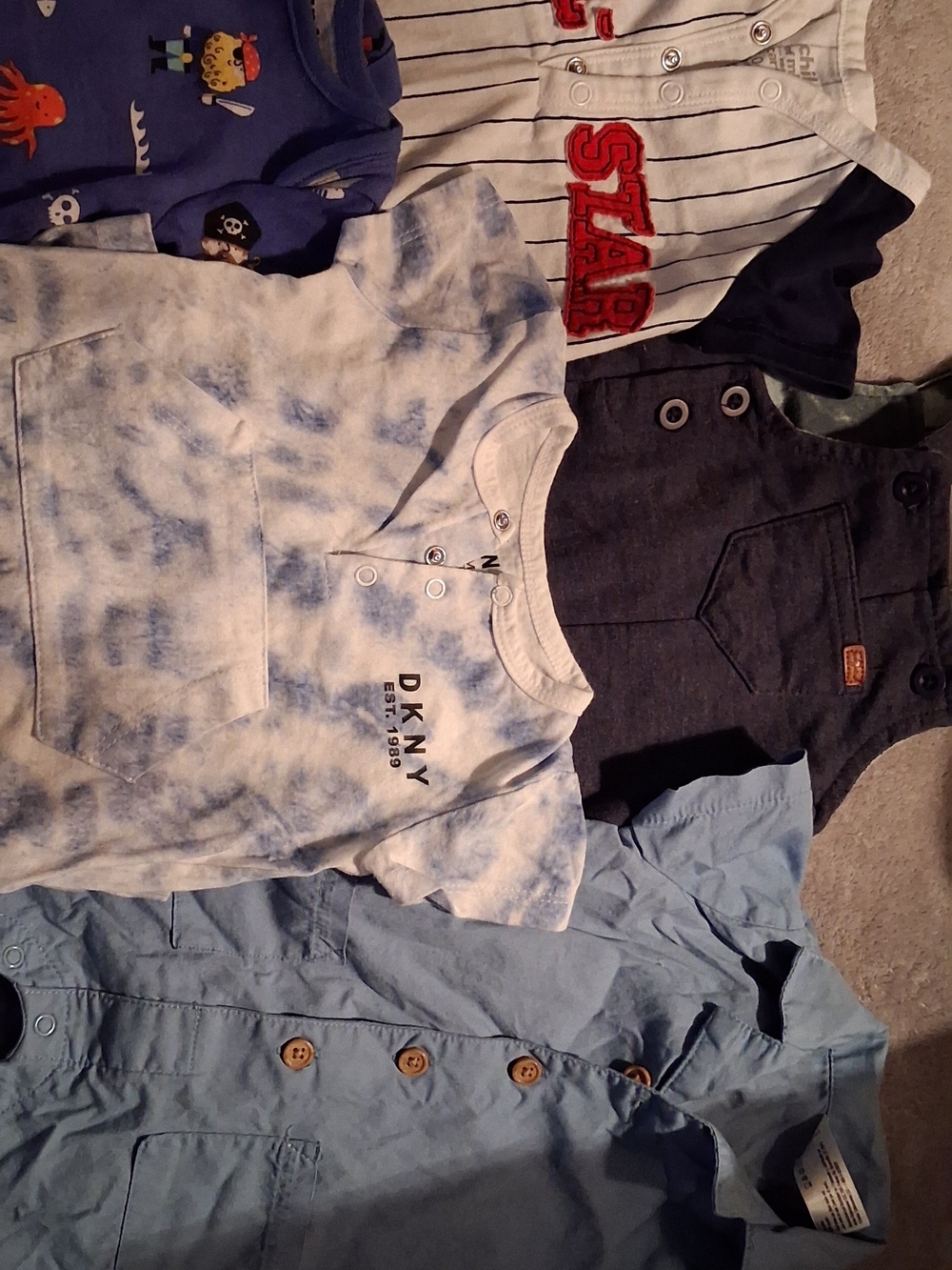 DKNY Kids Blue Tie-Dye Short Sleeve Top